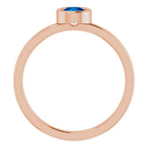 14K Rose 4.5 mm Natural Blue Sapphire Ring